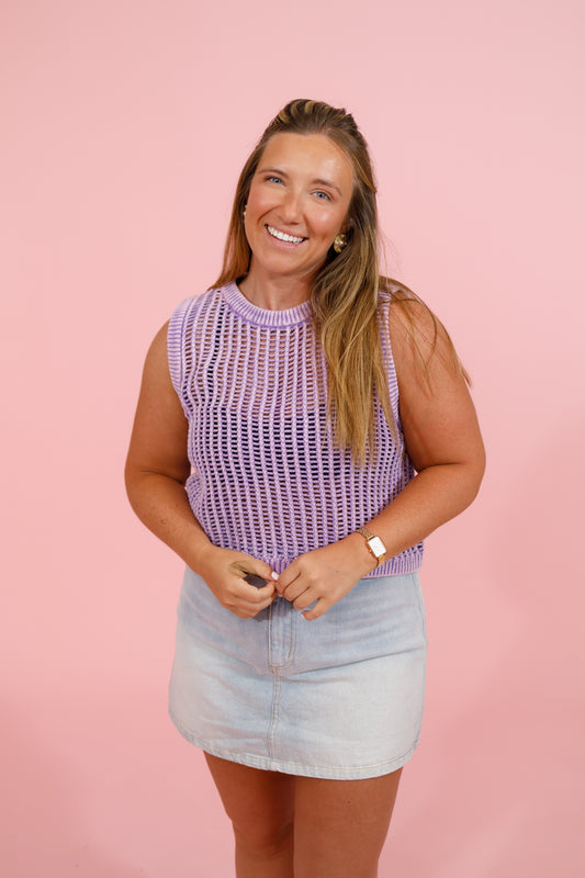 Lavender Fish Net Top Jaxe + Grace Boutique