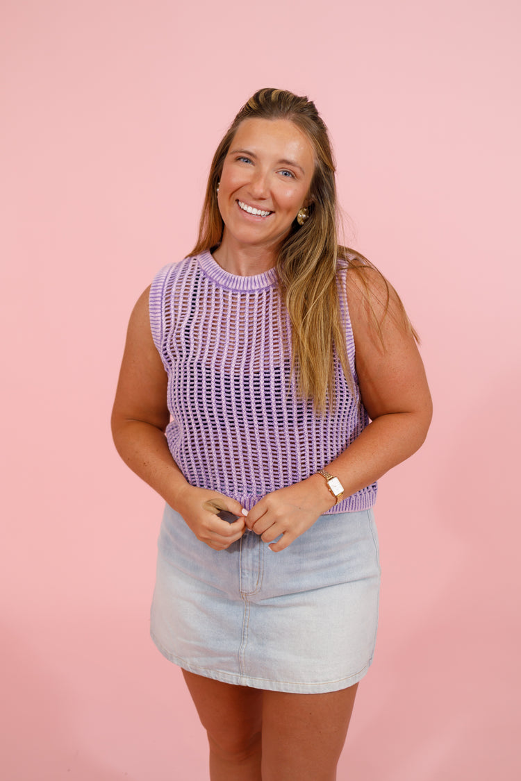 Lavender Fish Net Top Jaxe + Grace Boutique