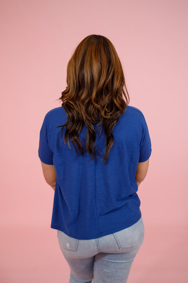 Navy Boxy Slub Top Jaxe + Grace Boutique