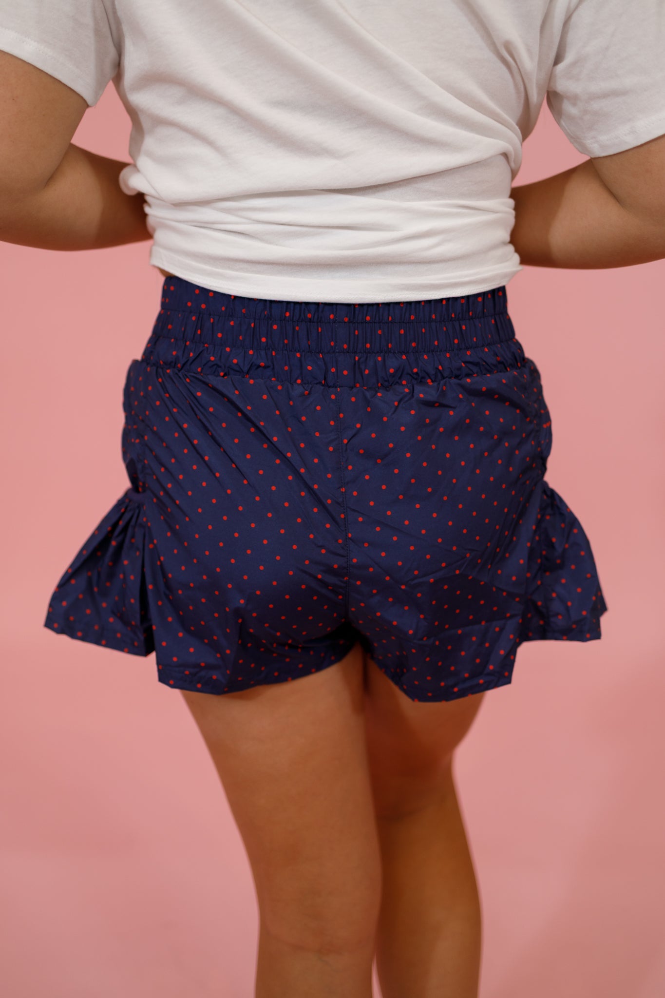 Navy Polka Dot Flare Shorts Jaxe + Grace Boutique