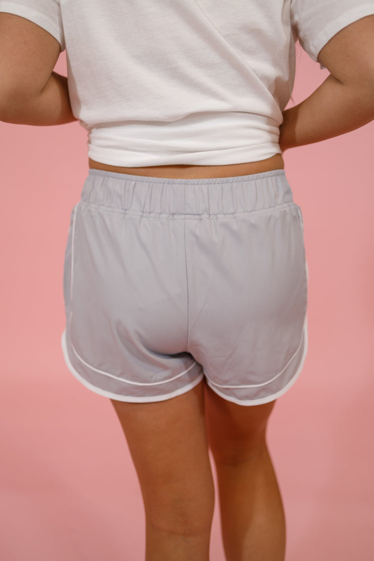 Light Grey Woven Athletic Shorts Jaxe + Grace Boutique