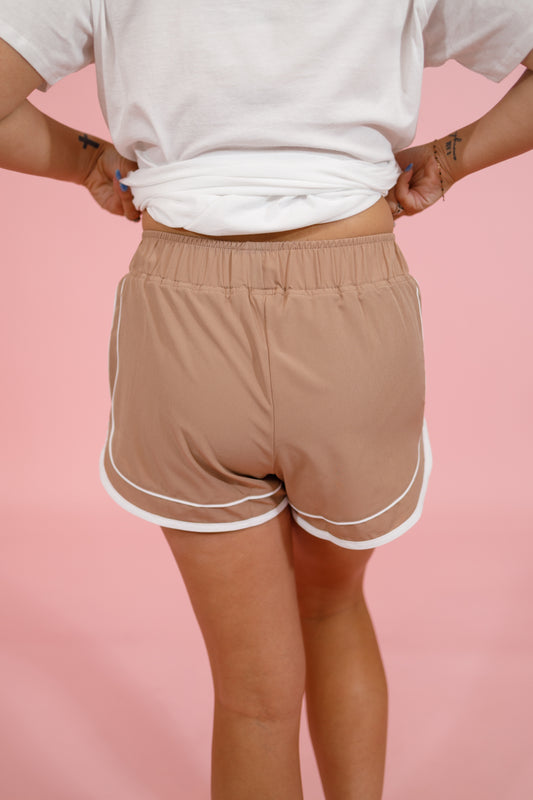Cocoa Woven Athletic Shorts Jaxe + Grace Boutique