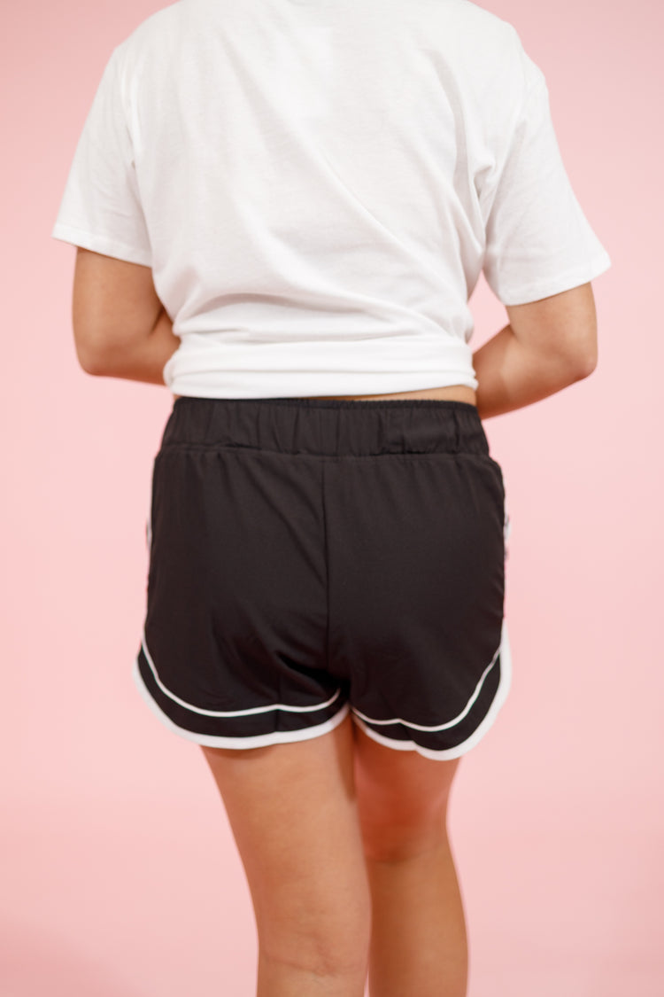 Black Woven Athletic Shorts Jaxe + Grace Boutique