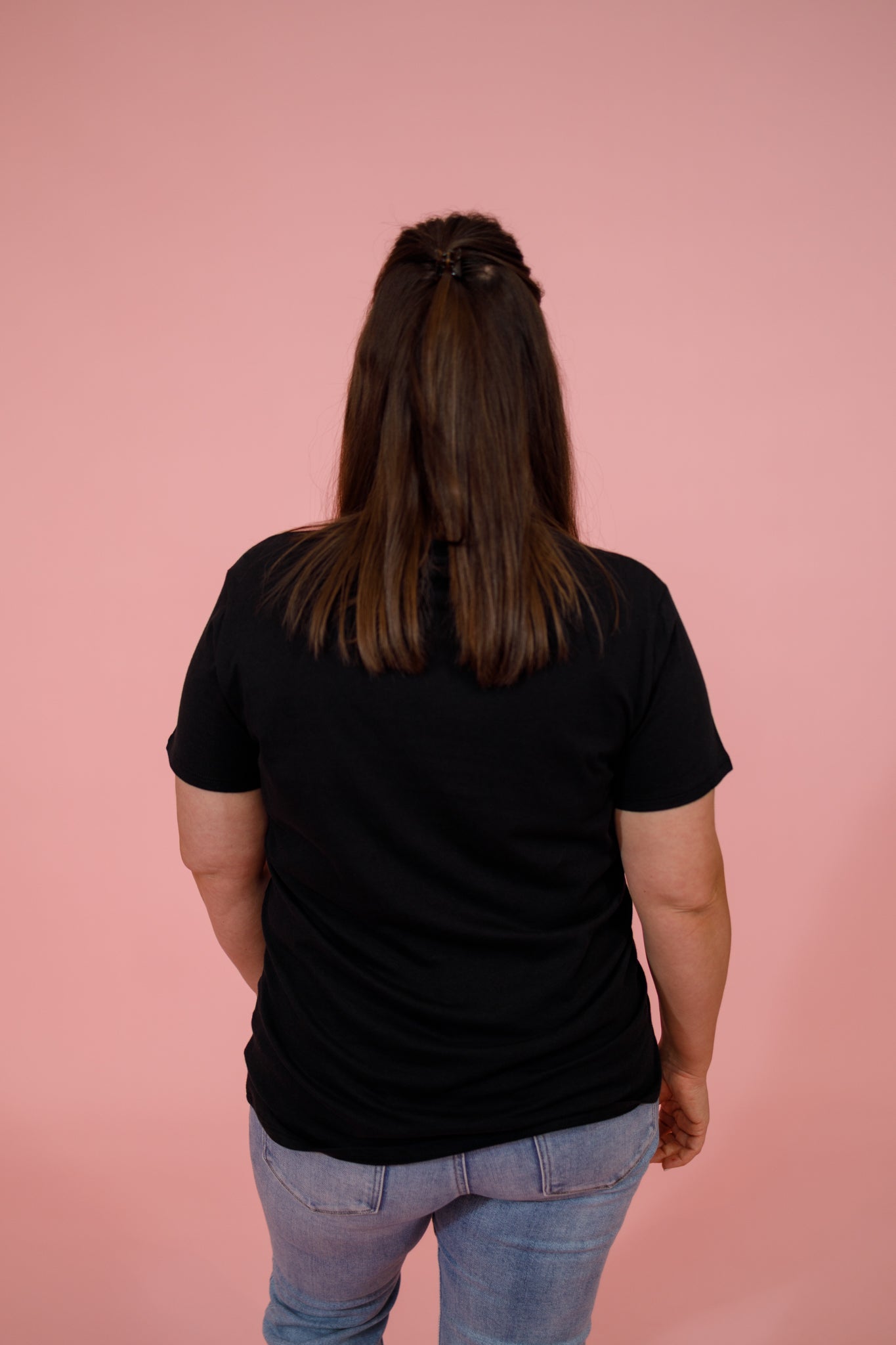 Black Round Neck Cotton Boyfriend Top, S-3XL Jaxe + Grace Boutique