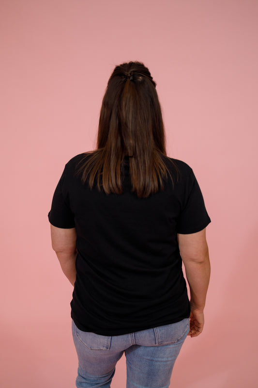 Black Round Neck Cotton Boyfriend Top, S-3XL Jaxe + Grace Boutique
