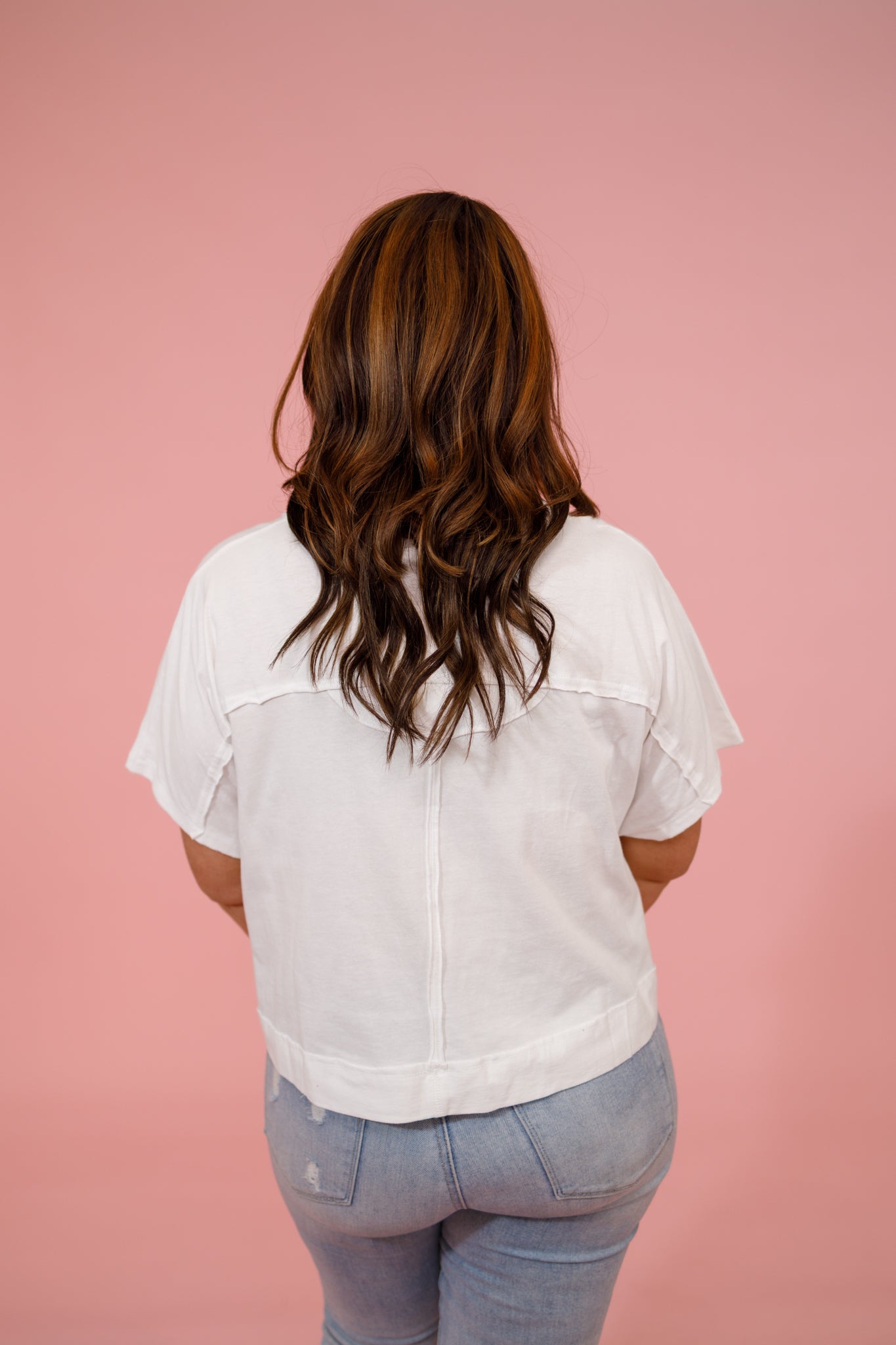 White Exposed Seam Boxy Top Jaxe + Grace Boutique