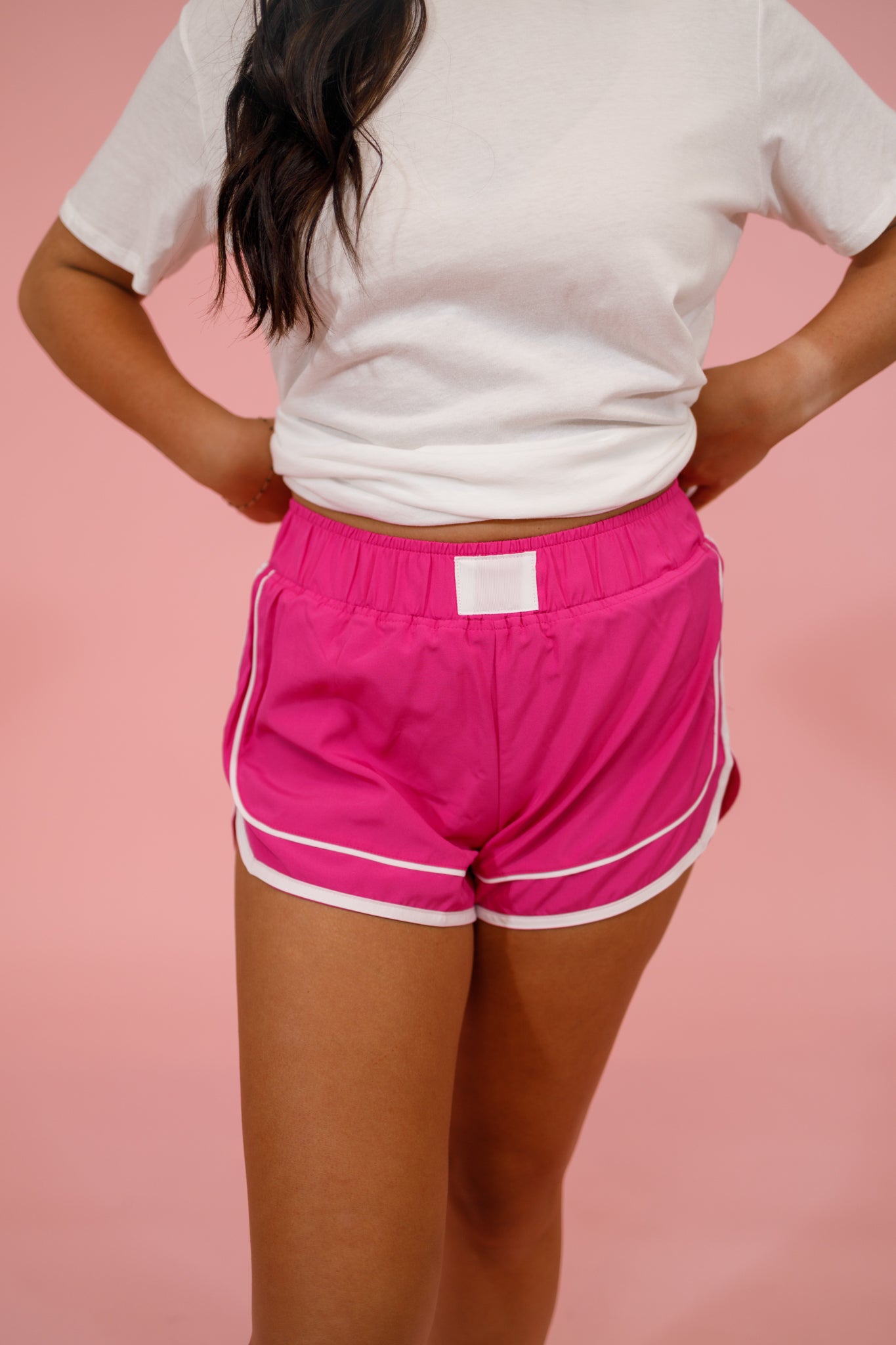 Magenta Woven Athletic Shorts Jaxe + Grace Boutique