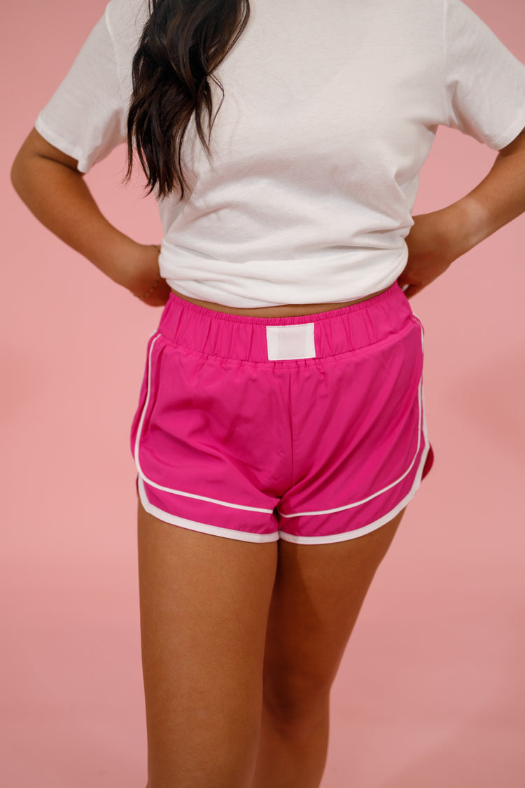 Magenta Woven Athletic Shorts Jaxe + Grace Boutique