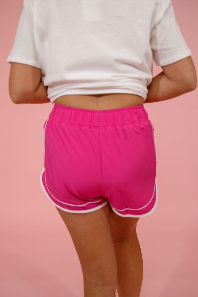 Magenta Woven Athletic Shorts Jaxe + Grace Boutique