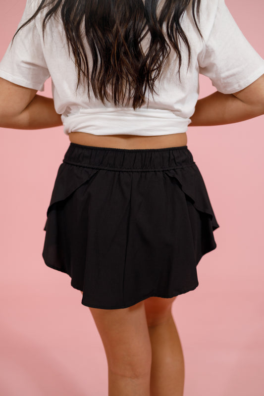 Black Woven Athletic Skort Jaxe + Grace Boutique