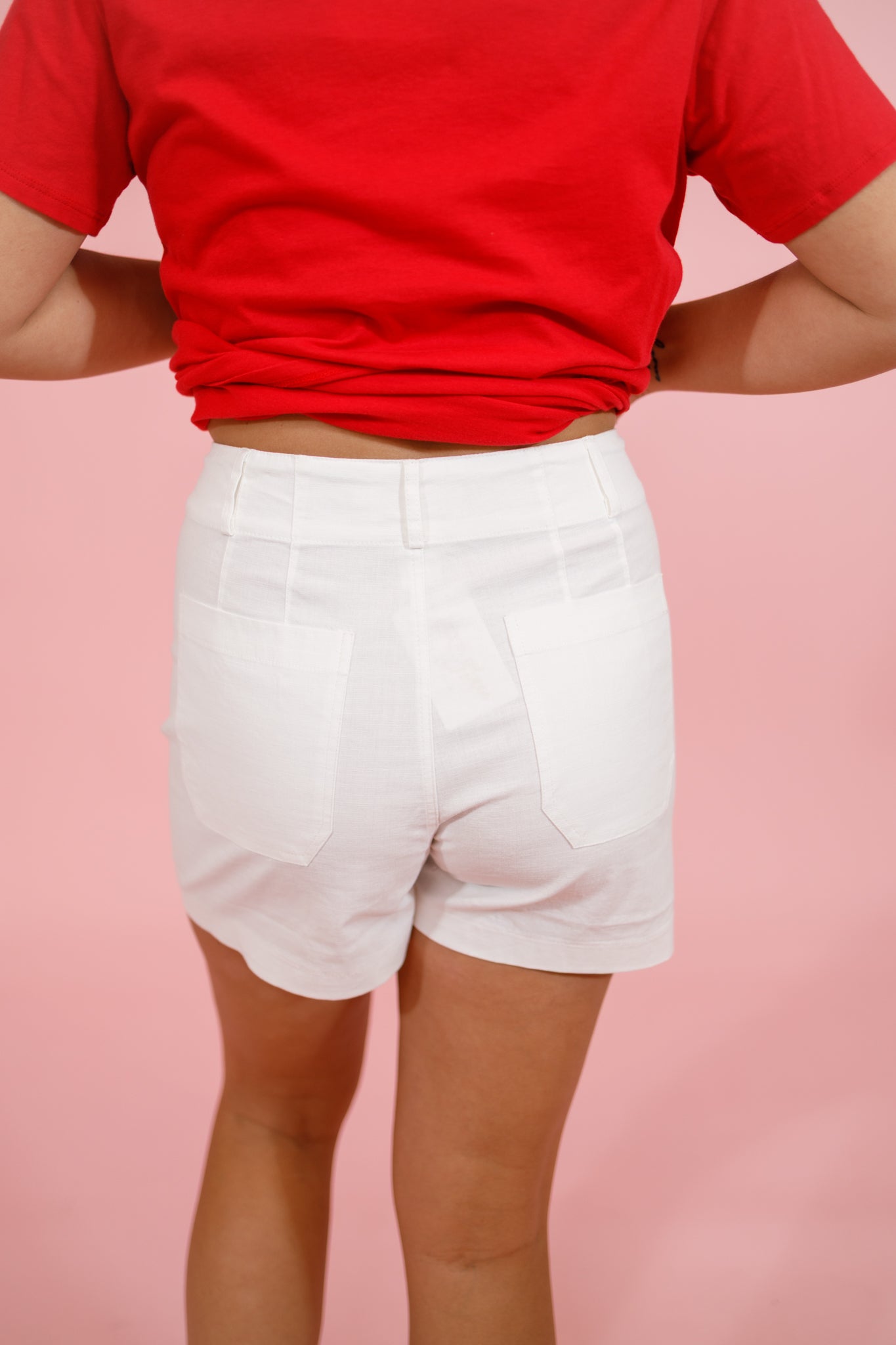 White Comfort Stretch Cotton Shorts Jaxe + Grace Boutique
