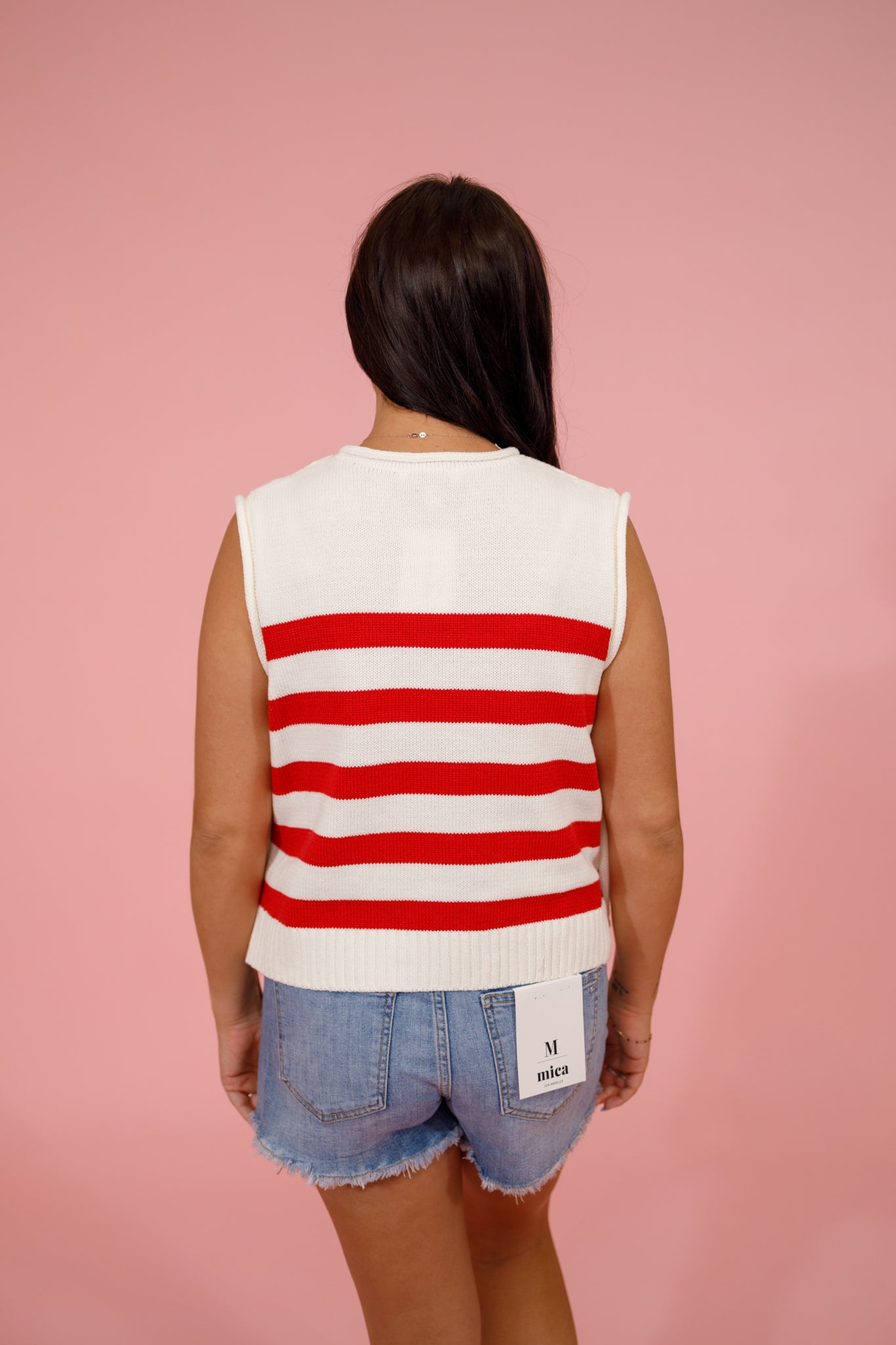 Red Stripe Gold Side Button Top Jaxe + Grace Boutique