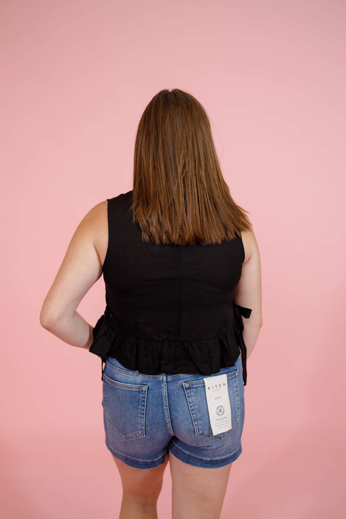 Black Side Tie Ruffle Top Jaxe + Grace Boutique
