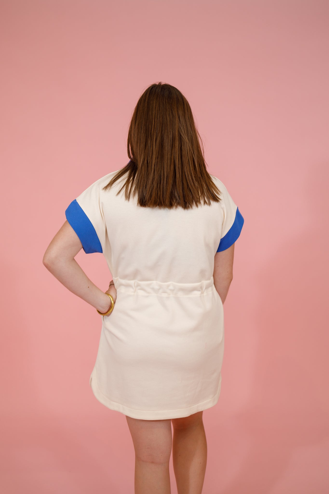 Blue Trim Tie Waist Dress Jaxe + Grace Boutique