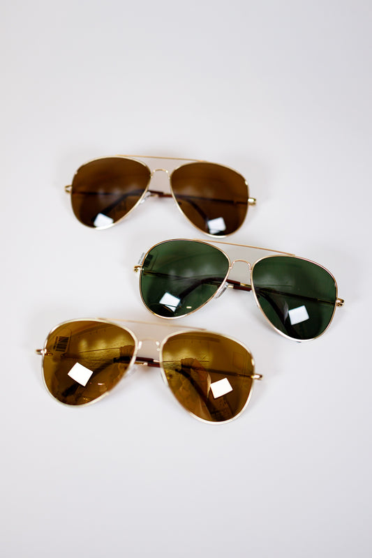 Double Bridge Aviator Sunglasses, VARIOUS