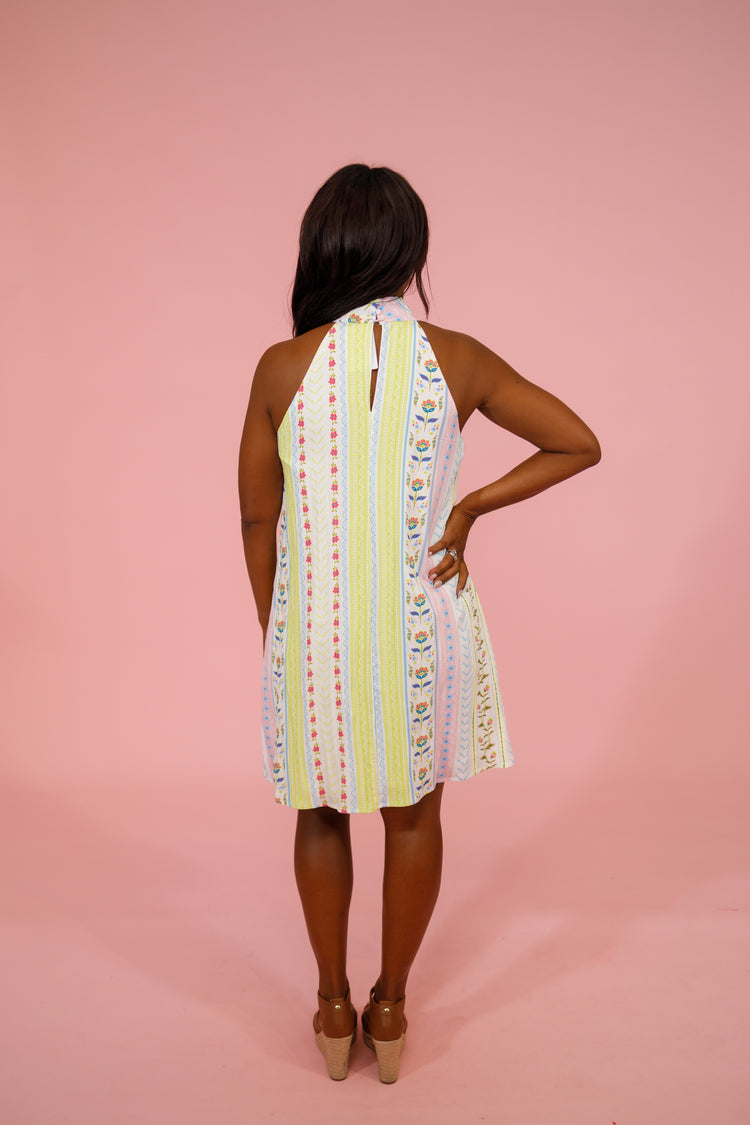 Pastel Multi Floral Halter Dress Jaxe + Grace Boutique