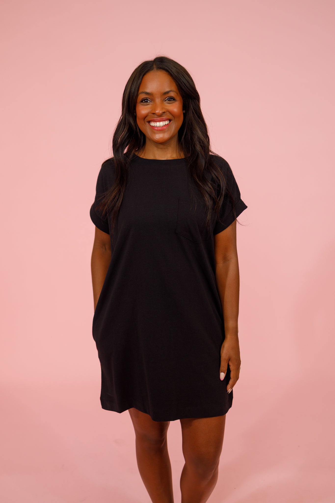 Black T-Shirt Pocket Dress Jaxe + Grace Boutique