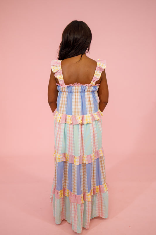 Mixed Pastel Tiered Maxi Dress Jaxe + Grace Boutique