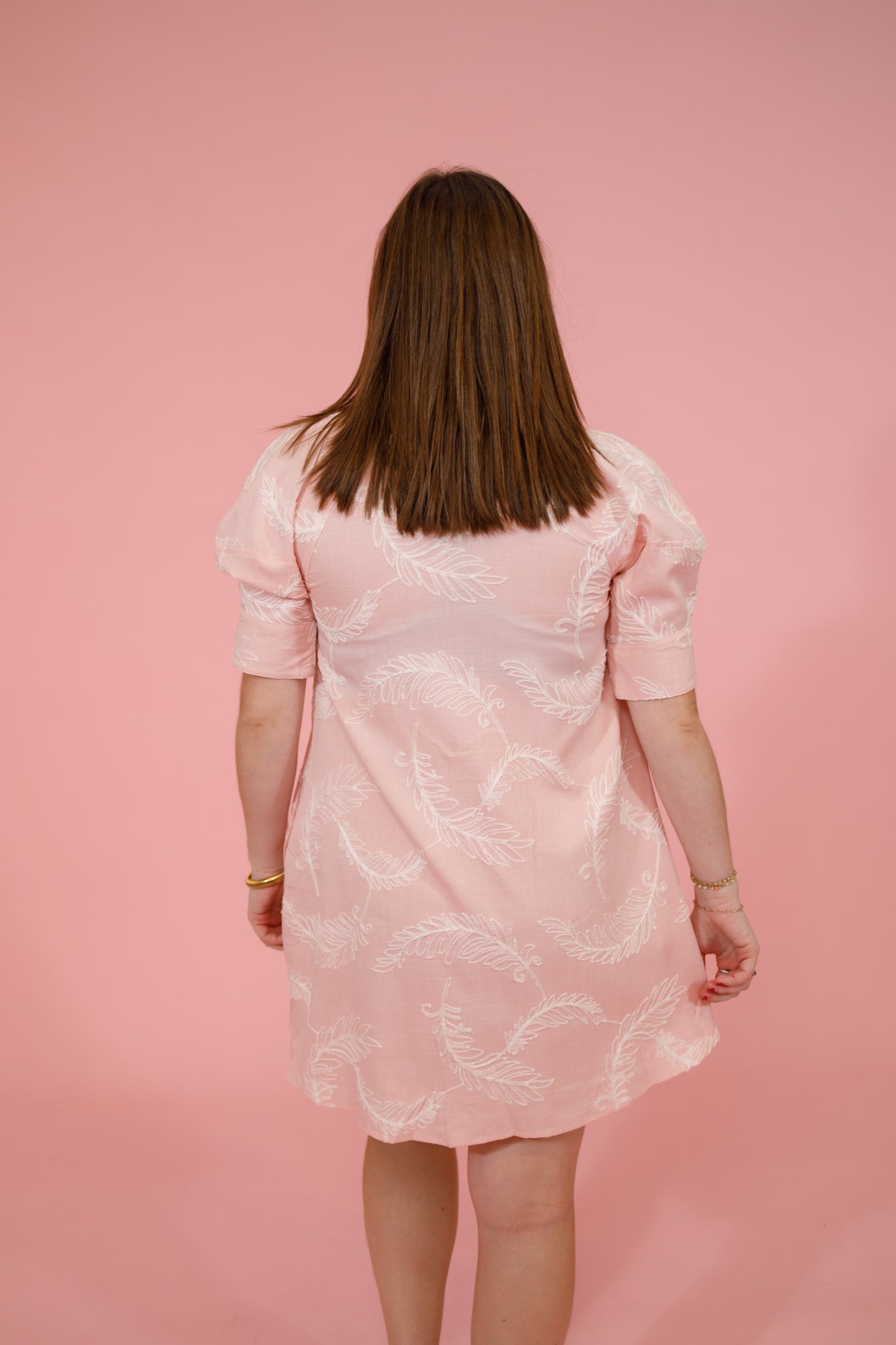 Pink Embroidered Button Down Dress Jaxe + Grace Boutique