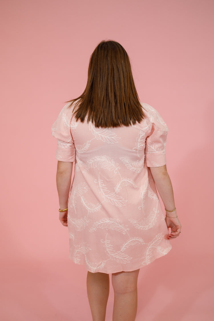 Pink Embroidered Button Down Dress Jaxe + Grace Boutique