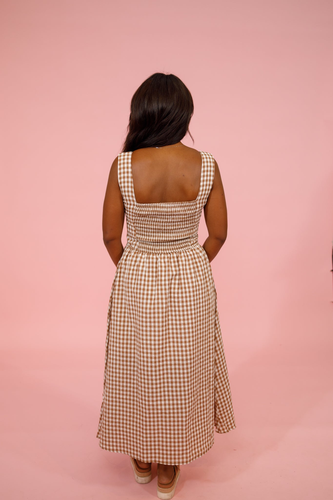 Brown Plaid Midi Dress Jaxe + Grace Boutique