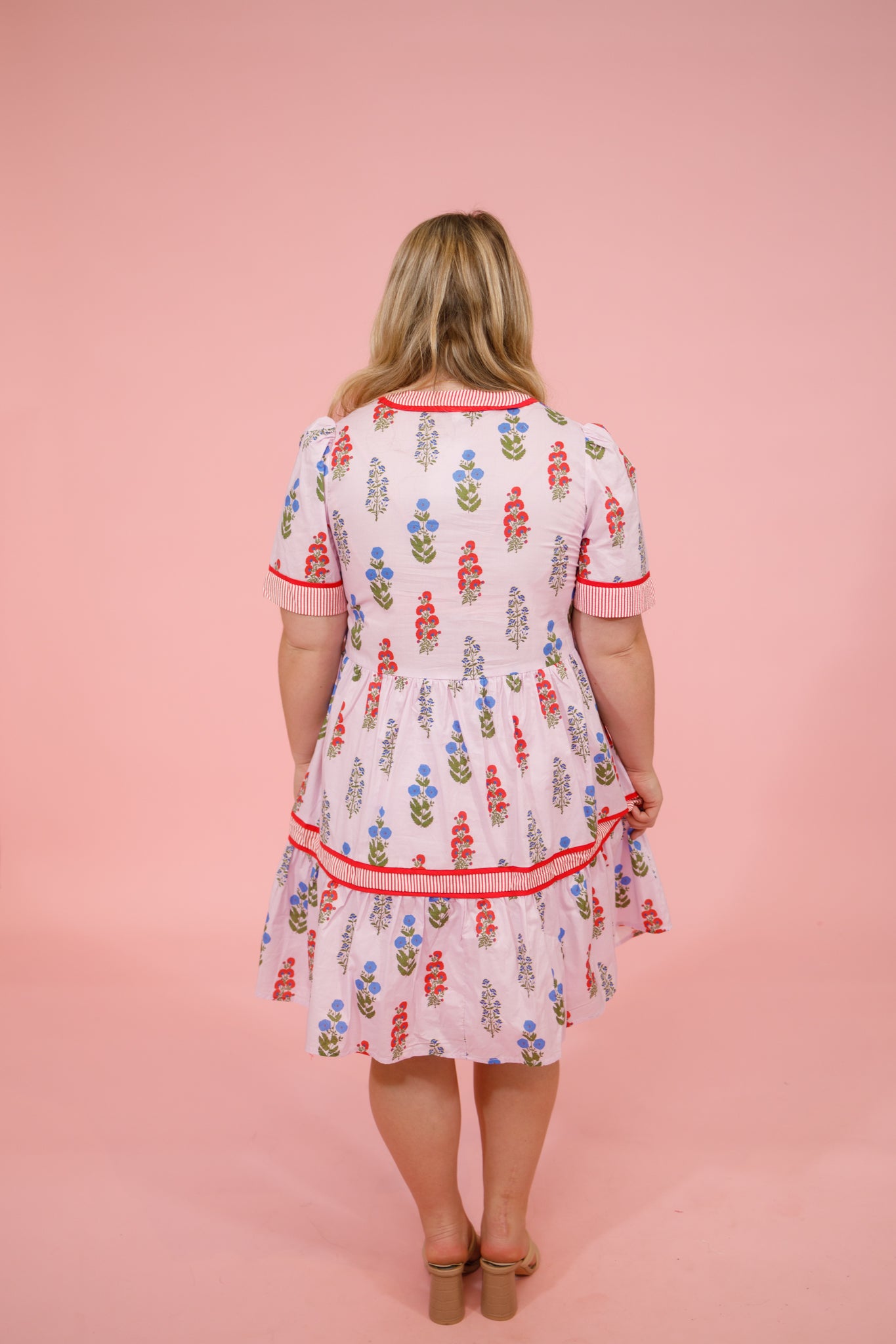 Pink Multi Floral Stripe Dress Jaxe + Grace Boutique