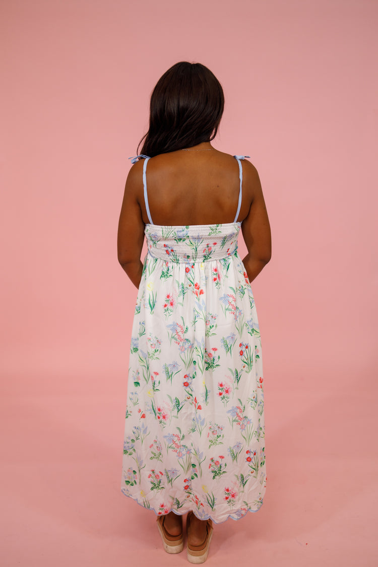 Ivory Trim Floral Dress Jaxe + Grace Boutique