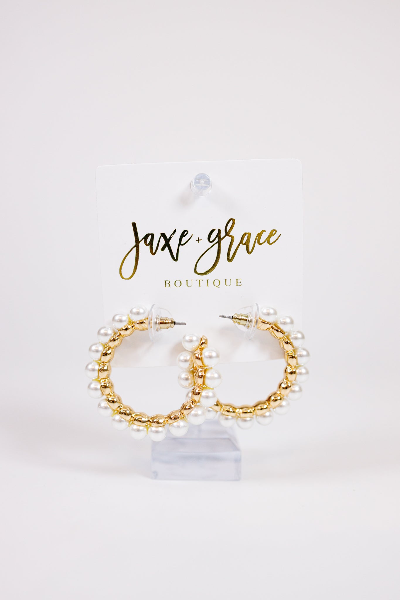 Pearl Hoop Earrings Jaxe + Grace Boutique