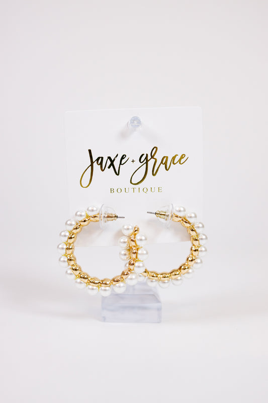 Pearl Hoop Earrings Jaxe + Grace Boutique