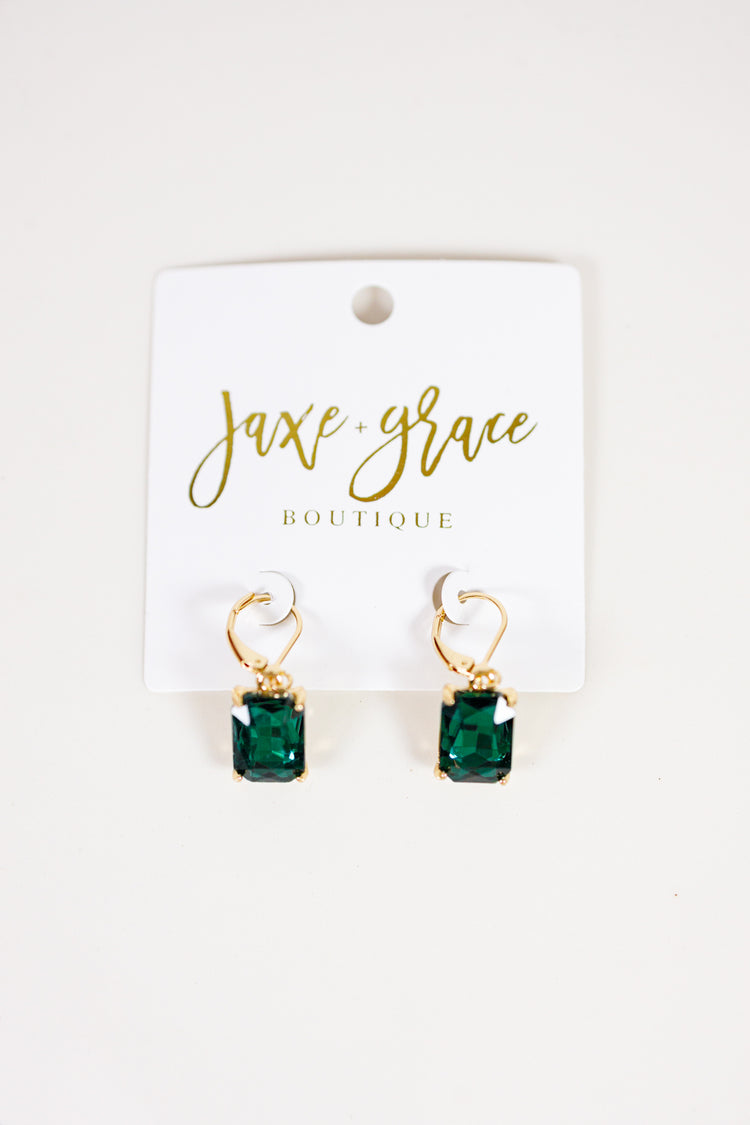 Rectangular Glass Stone Earrings, VARIOUS Jaxe + Grace Boutique