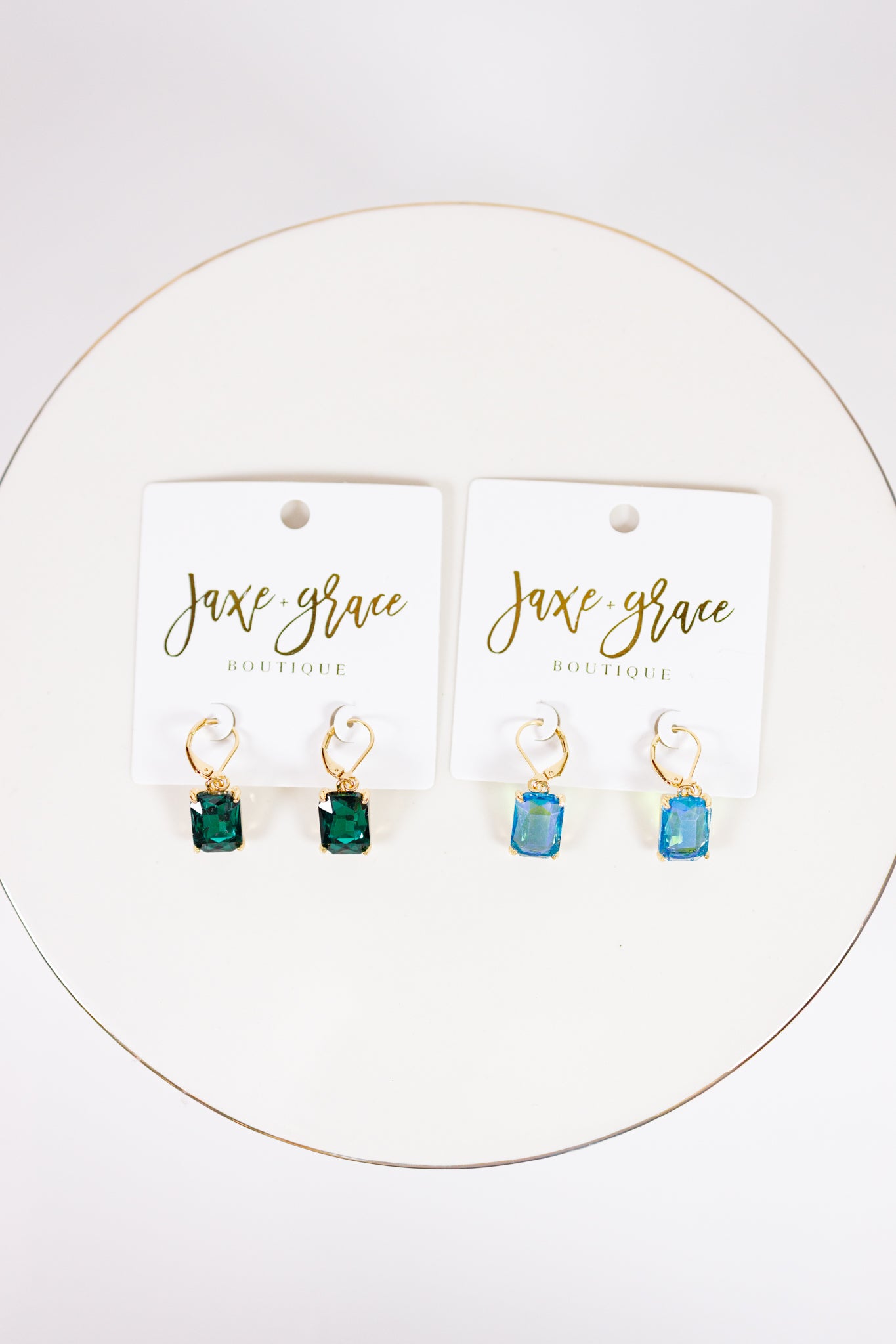 Rectangular Glass Stone Earrings, VARIOUS Jaxe + Grace Boutique
