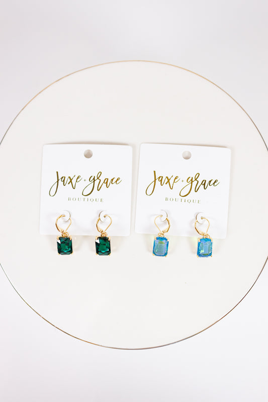 Rectangular Glass Stone Earrings, VARIOUS Jaxe + Grace Boutique