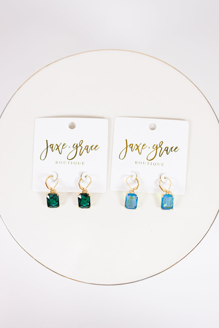 Rectangular Glass Stone Earrings, VARIOUS Jaxe + Grace Boutique