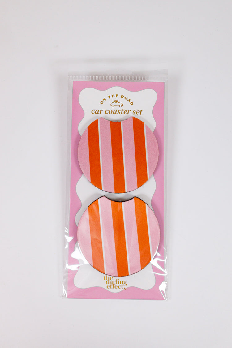 Car Coaster Set - Sicily Stripes Pink Jaxe + Grace Boutique