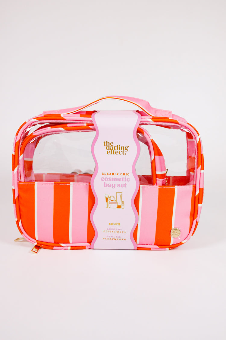Cosmetic Bag Set - Sicily Stripes Pink Jaxe + Grace Boutique