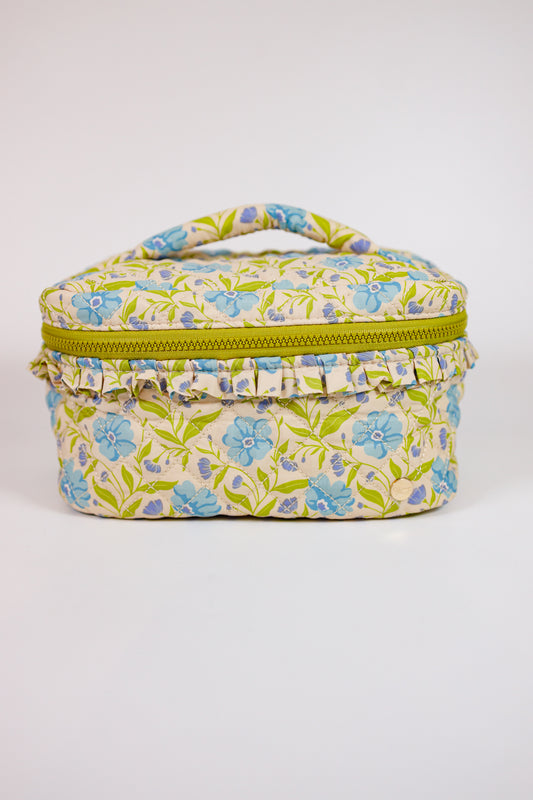 Glam & Go Quilted Cosmetic Bag - Poppin' Petals Aqua Jaxe + Grace Boutique