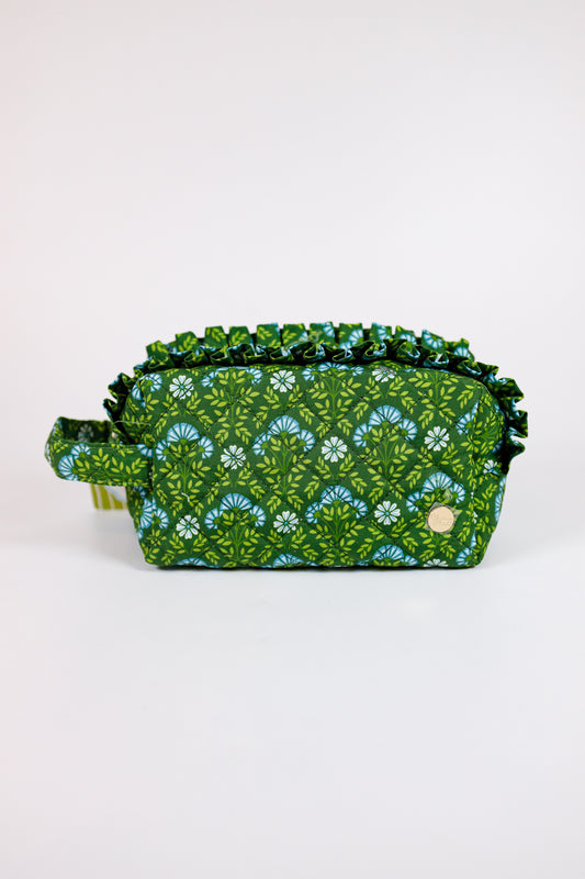 Quilted Cosmetic Pouch - Everbloom Forest Greem Jaxe + Grace Boutique
