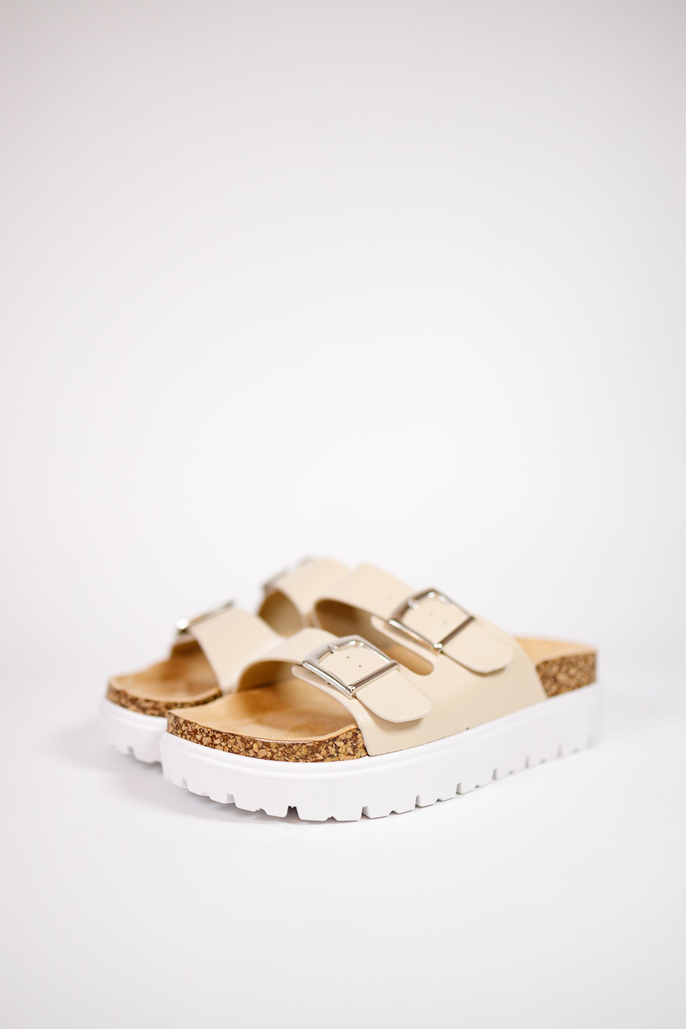 Natural Buckle Detail Sandals Jaxe + Grace Boutique