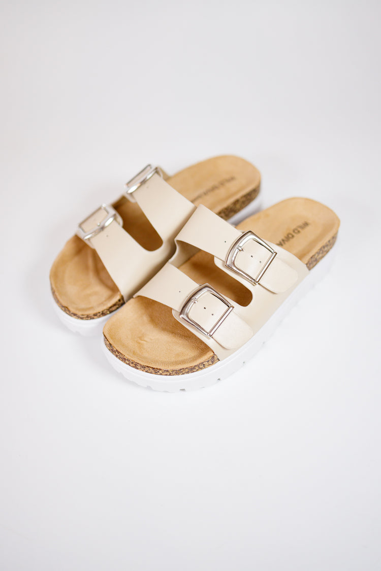 Natural Buckle Detail Sandals Jaxe + Grace Boutique