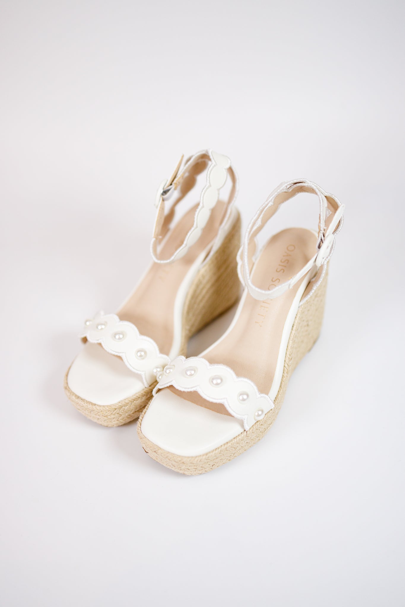 Catalina White Scalloped Espadrille Wedge Jaxe + Grace Boutique