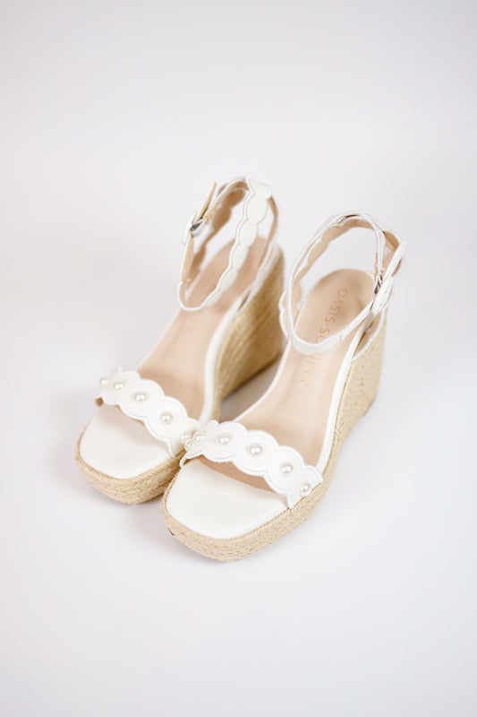 Catalina White Scalloped Espadrille Wedge Jaxe + Grace Boutique