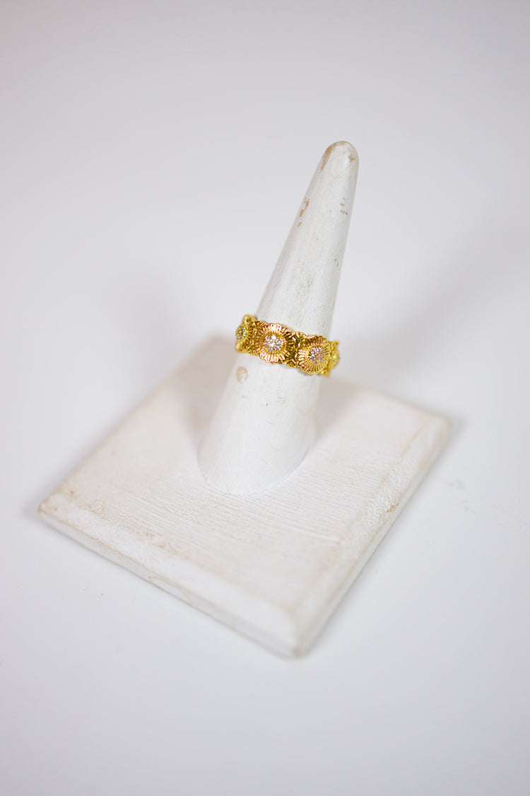 Adjustable Geometric Ring with Dazzling Accents Jaxe + Grace Boutique