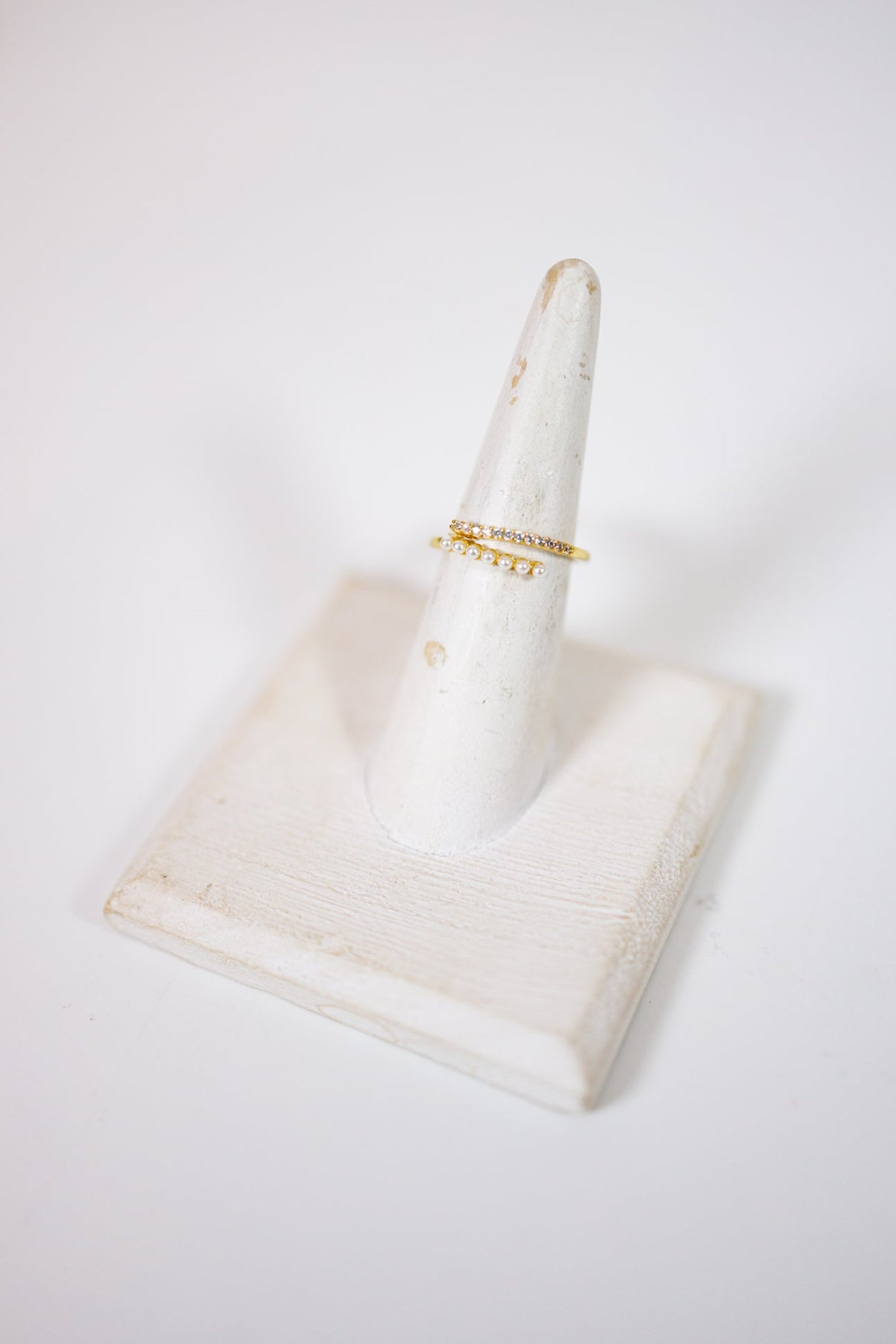 Vintage Geometric Ring with Pearl Accent Jaxe + Grace Boutique