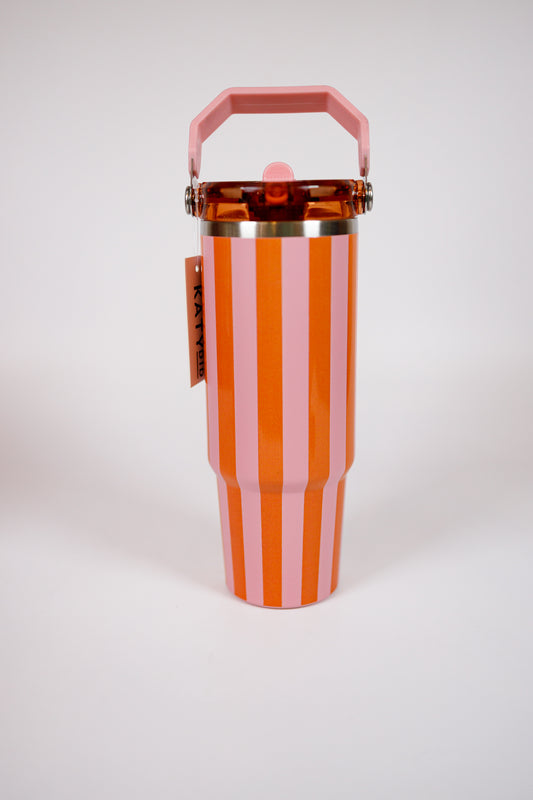 Pink and Orange Stripe 30oz Tumbler Jaxe + Grace Boutique