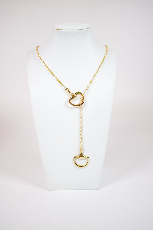 Gold Equestrian Lariat Necklace Jaxe + Grace Boutique