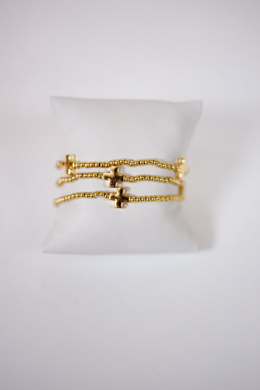 Mini Cross Charms Bead Bracelet Set Jaxe + Grace Boutique