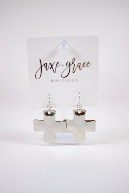 Hammered Metal Cross Earrings, VARIOUS Jaxe + Grace Boutique