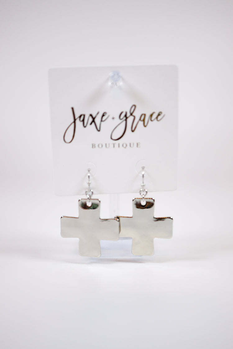 Hammered Metal Cross Earrings, VARIOUS Jaxe + Grace Boutique