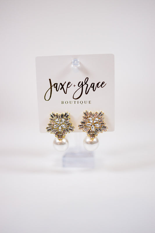 Snowflake Zirconia Pearl Earrings Jaxe + Grace Boutique