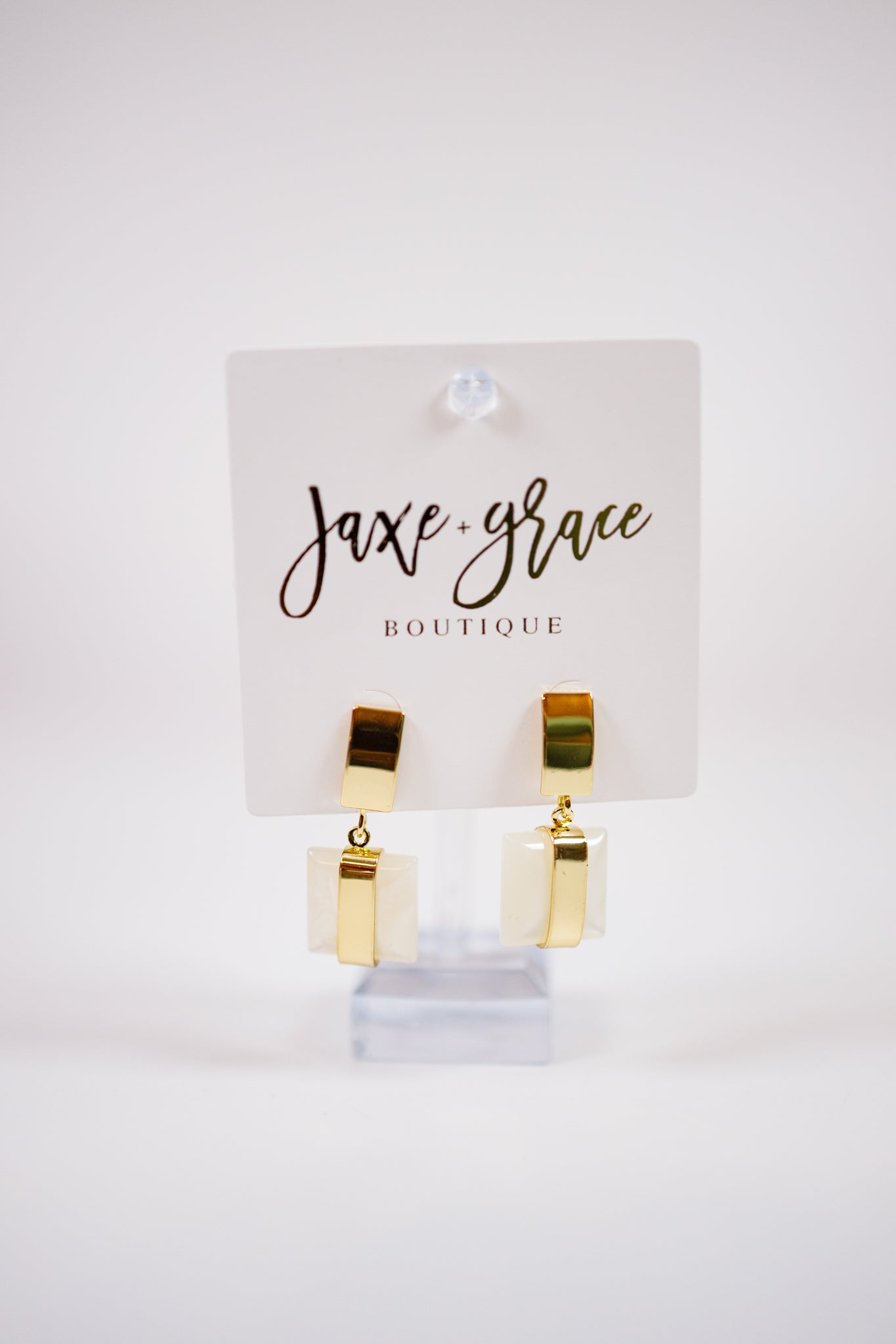 Vintage Gold Geometric Drop Earrings Jaxe + Grace Boutique